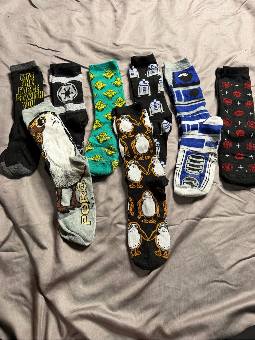 Star Wars Men’s Novelty Crew Socks — Black, Green, Blue, Gray, Teal